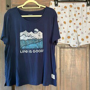 Life is good pajama set- Shorts and tshirt- Size xl